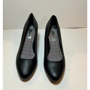 Rialto Women’s Black Choffel Almond Toe Kitten Heel Slip On Pumps